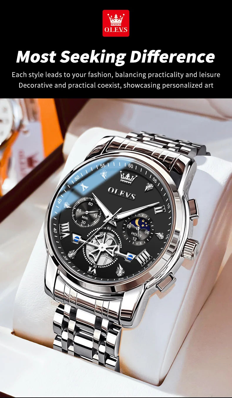 OLEVS Men's Classic Multifunctional Flywheel Automatic Watch -elegant & Precise