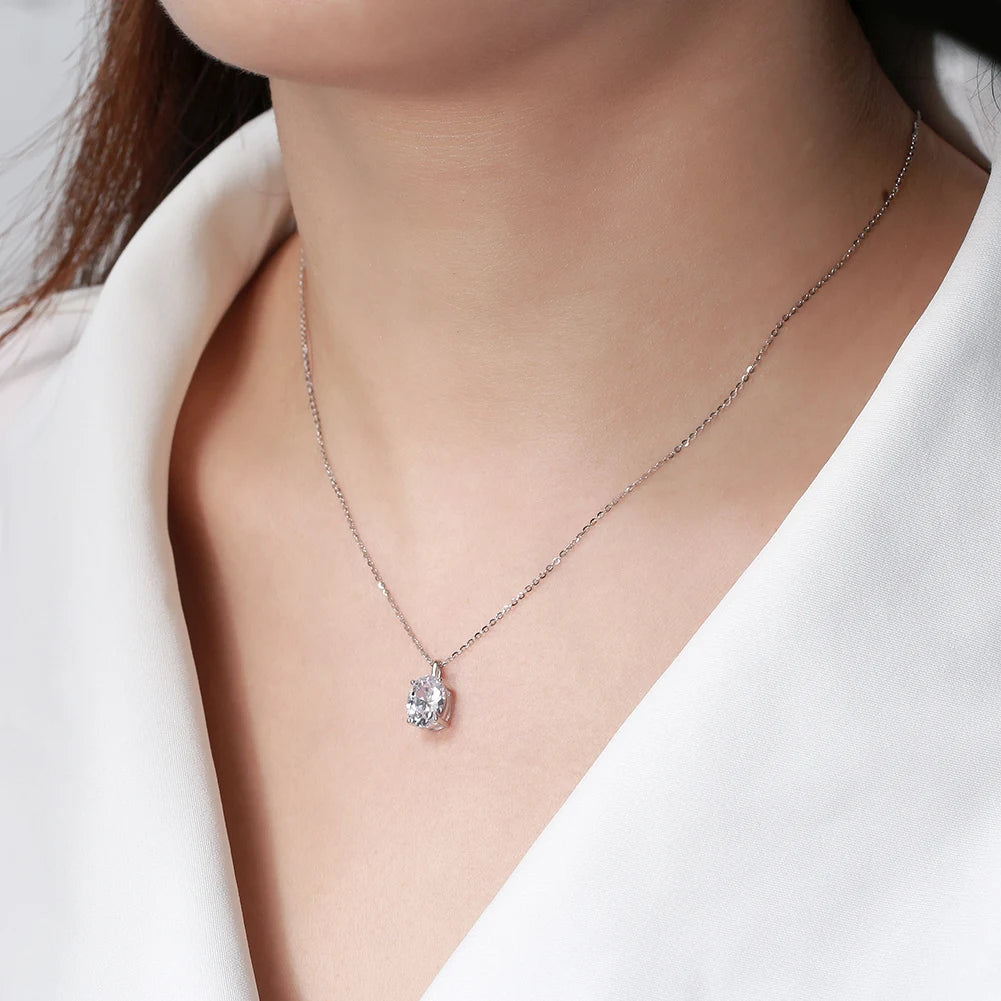 925 Sterling Silver Princess Cut Solitaire Necklace Cubic Zirconia Pendant