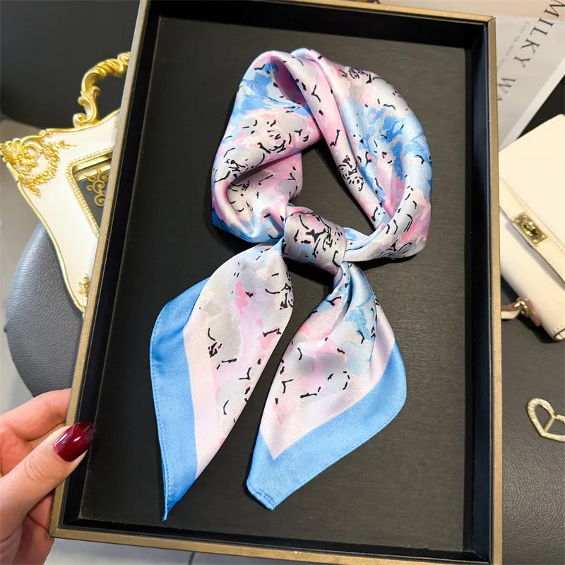 Bohemian Luxury Silk Square Scarf for Women Designer Print Shawl & Versatile Wrap