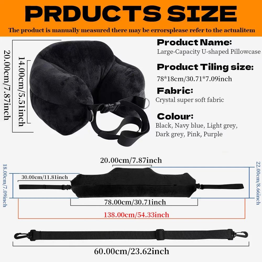 Adjustable U-Shaped Travel Neck Pillow - Comfortable Support Travel for Rest