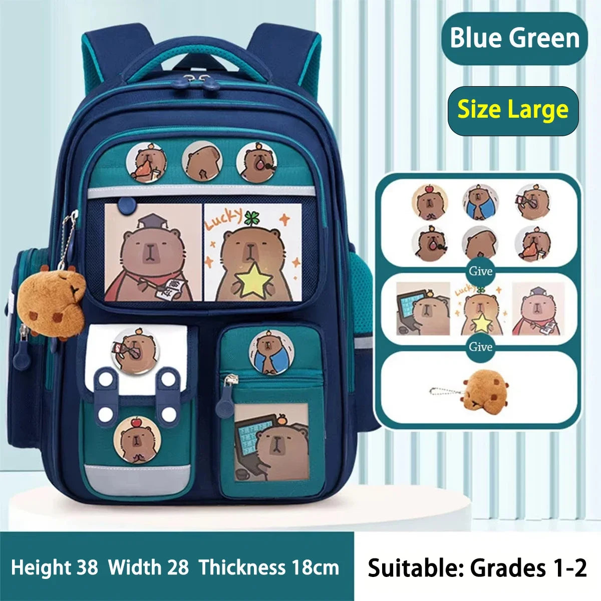 Capybara School Bag -Waterproof Backpack for Kids & Students