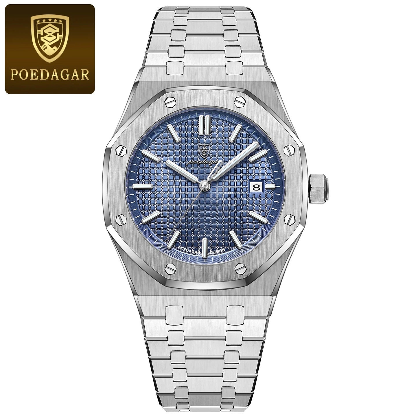 POEDAGAR Men's Luxury Watch -Luminous Waterproof Stainless Steel
