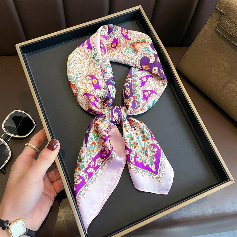 Bohemian Luxury Silk Square Scarf for Women Designer Print Shawl & Versatile Wrap