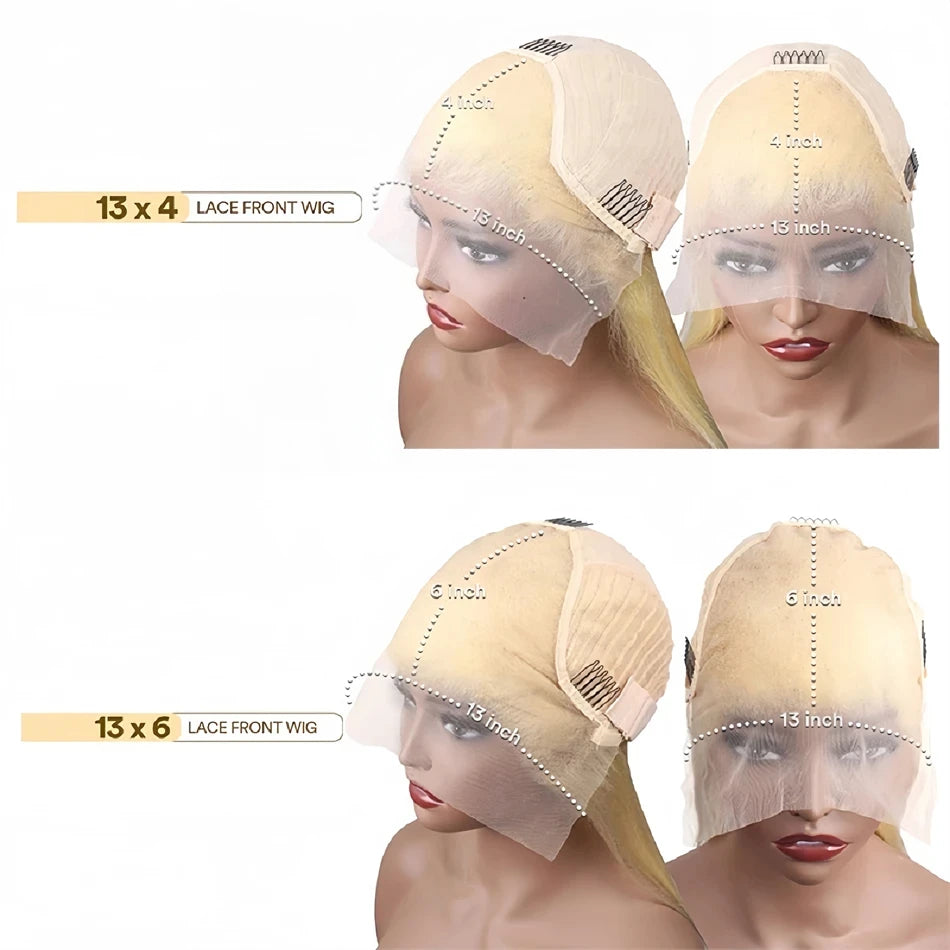 13x4 Lace Front Wig 613 Blond Body Wave Brazilian Human Hair 220 Density Pre- Plucked