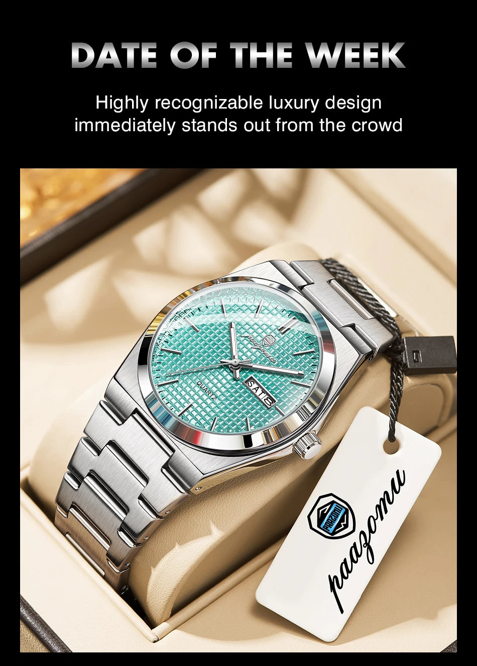 PAAZOMU Luxury Men's Chronograph Watch - Luminous, Waterproof, Dat Display