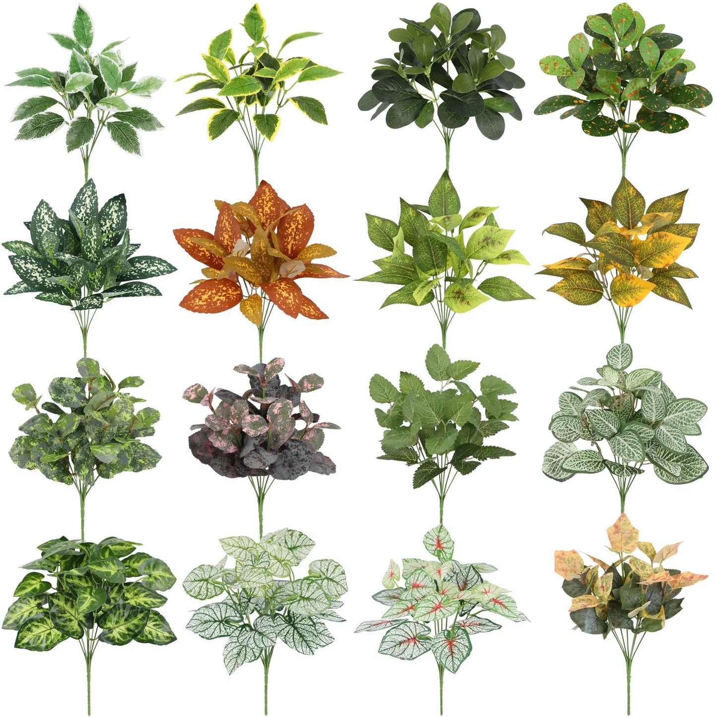 Artificial Silk Tortoiseshell Leaf Plant - Realistic Taro Dieffenbachia Fale Greenery for Home Decor