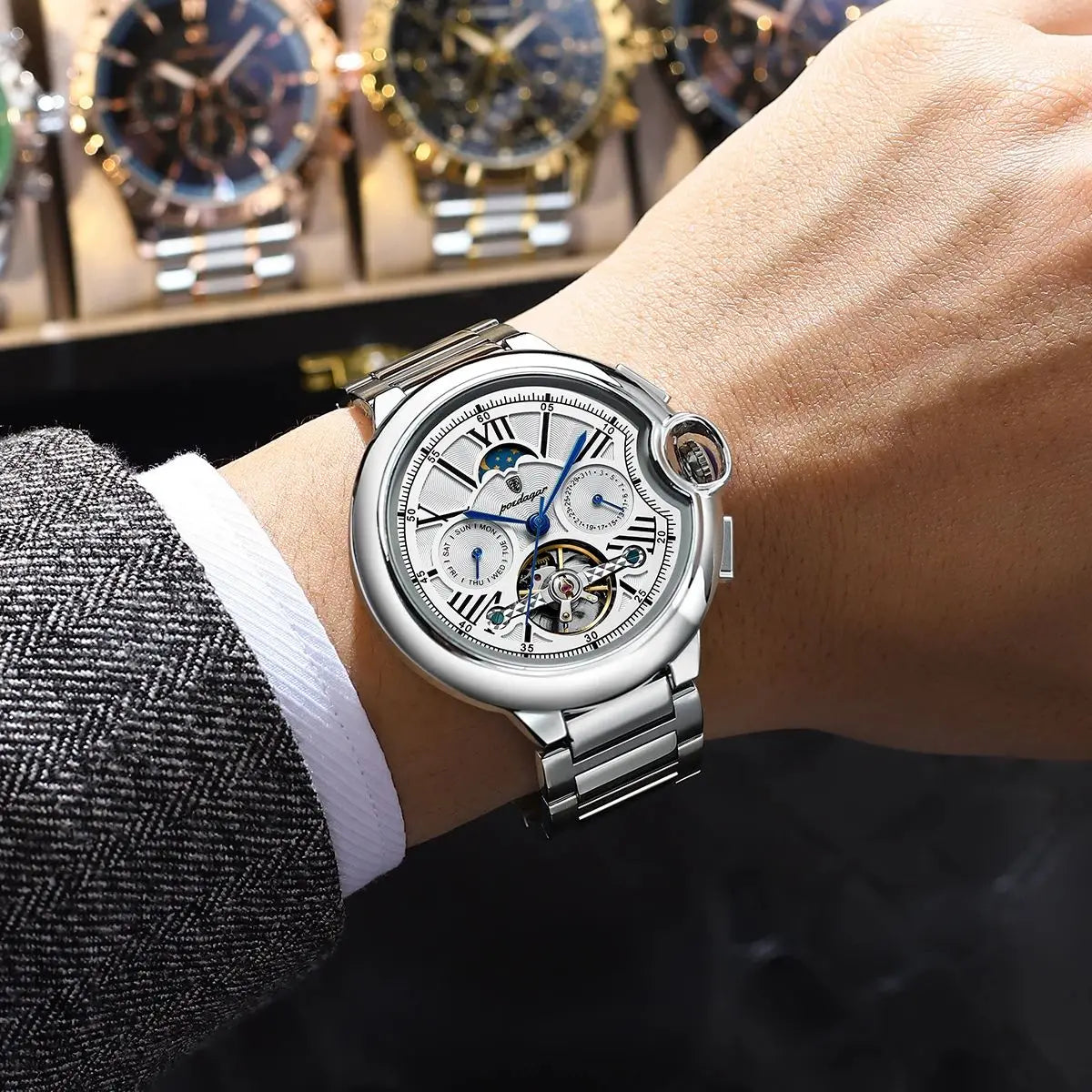 POEDAGAR 1413 Men's Automatic Watch with Day & Date Display