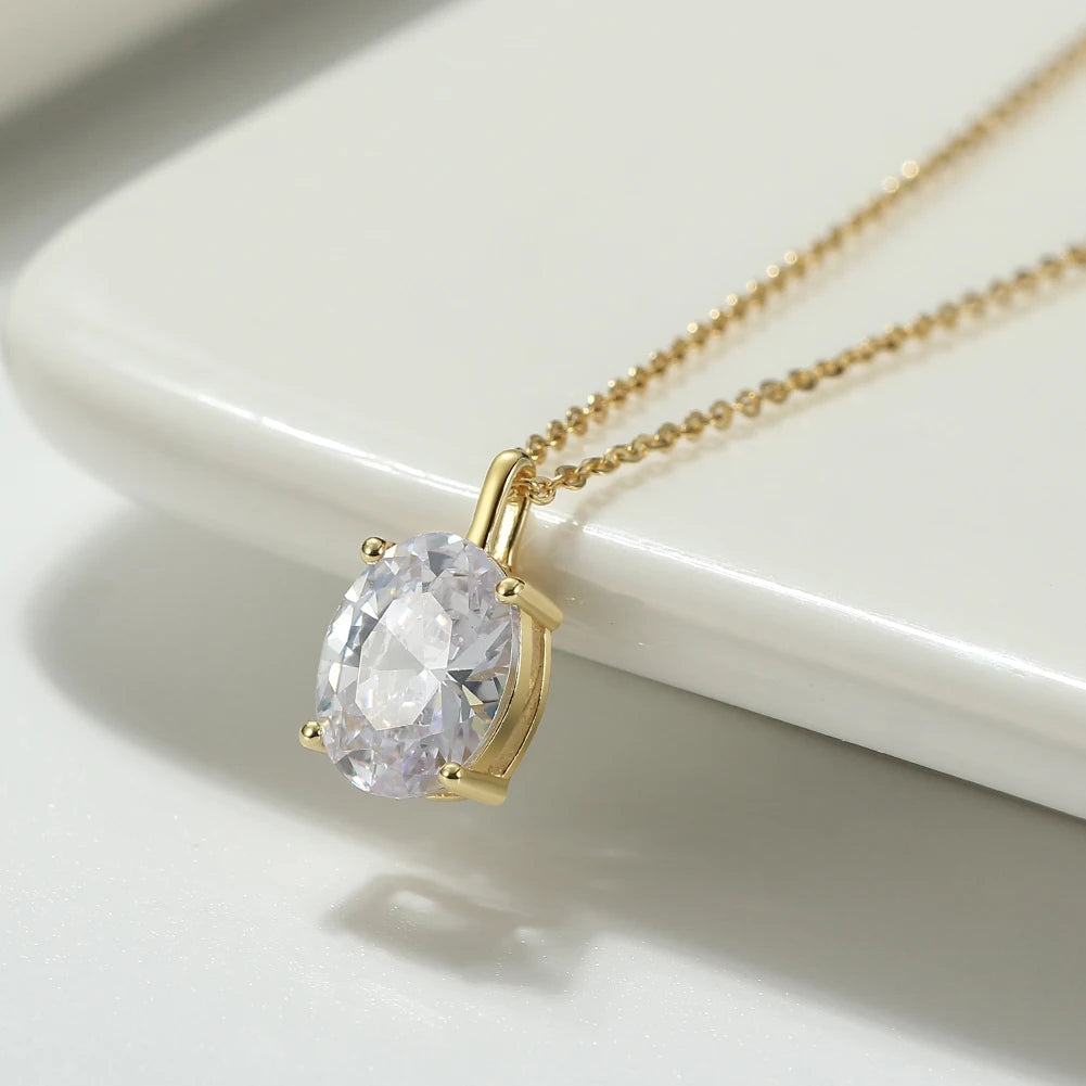 925 Sterling Silver Princess Cut Solitaire Necklace Cubic Zirconia Pendant