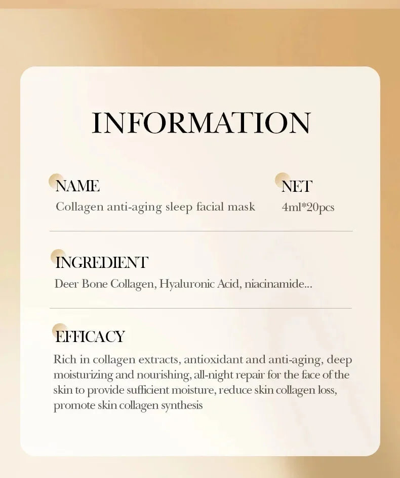 Collagen Sleeping Face Masks- Moisturizing & firming Overnight Treatment