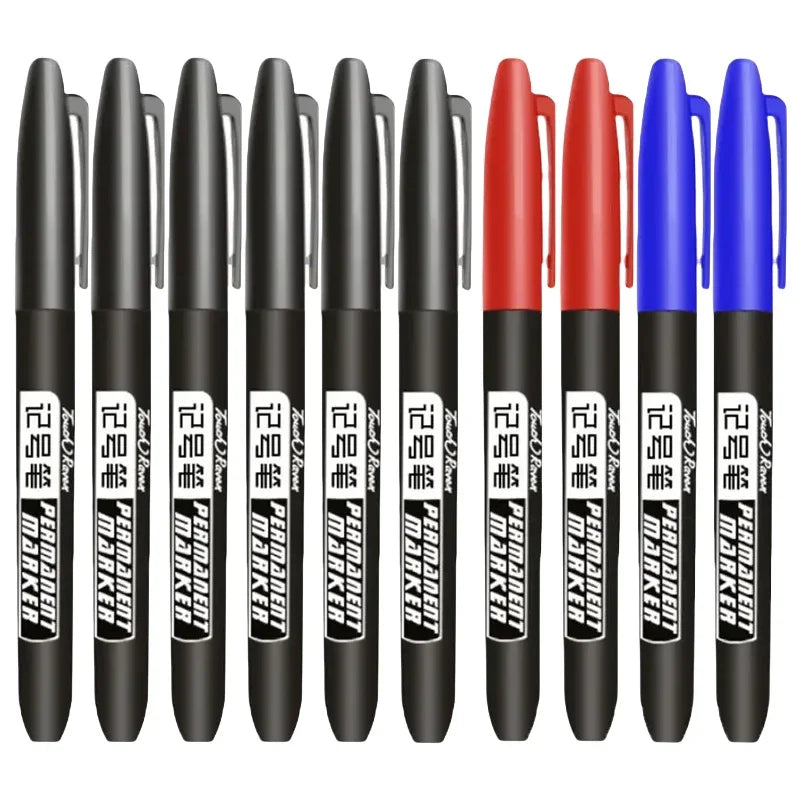 Permanent Maker Pen Set-Waterproof Drawing Markers in Black, Blue & Red