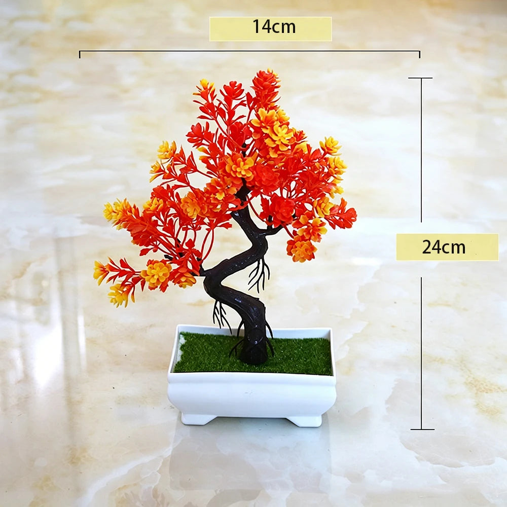 Artificial Bonsai with Faux Flowers Potted Fake Plant for Home, Wadding & Housewarmings Decor