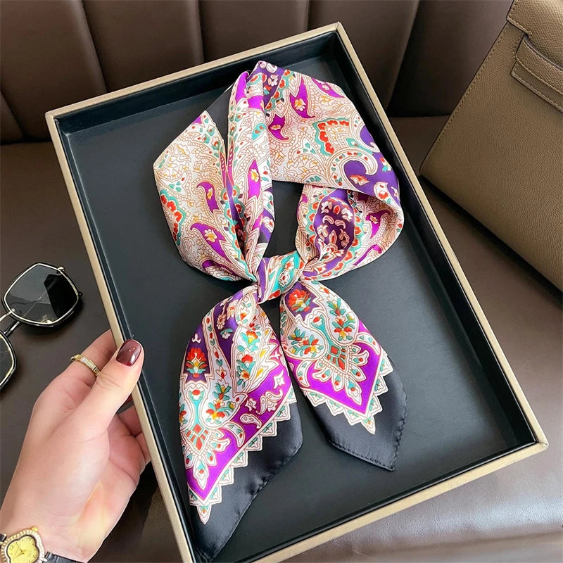 Bohemian Luxury Silk Square Scarf for Women Designer Print Shawl & Versatile Wrap
