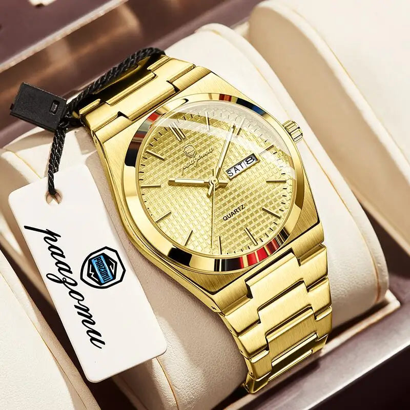 PAAZOMU Luxury Men's Chronograph Watch - Luminous, Waterproof, Dat Display