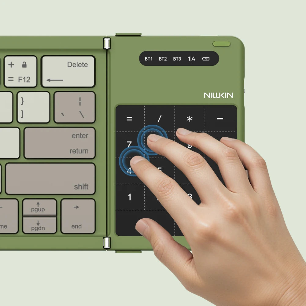 NILLKIN Foldable Bluetooth Keyboard with Touchpad - Rechargeable Wireless for iOS Android Windows