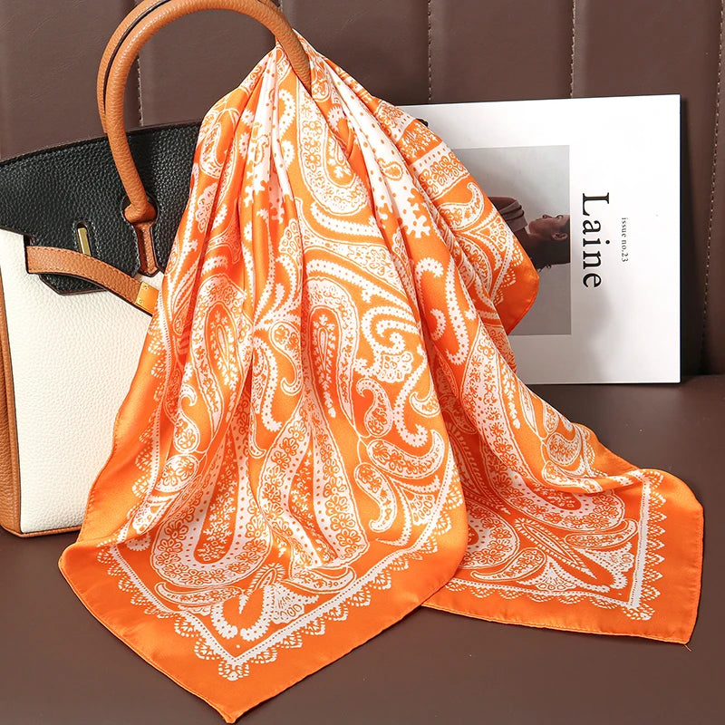 Bohemian Luxury Silk Square Scarf for Women Designer Print Shawl & Versatile Wrap