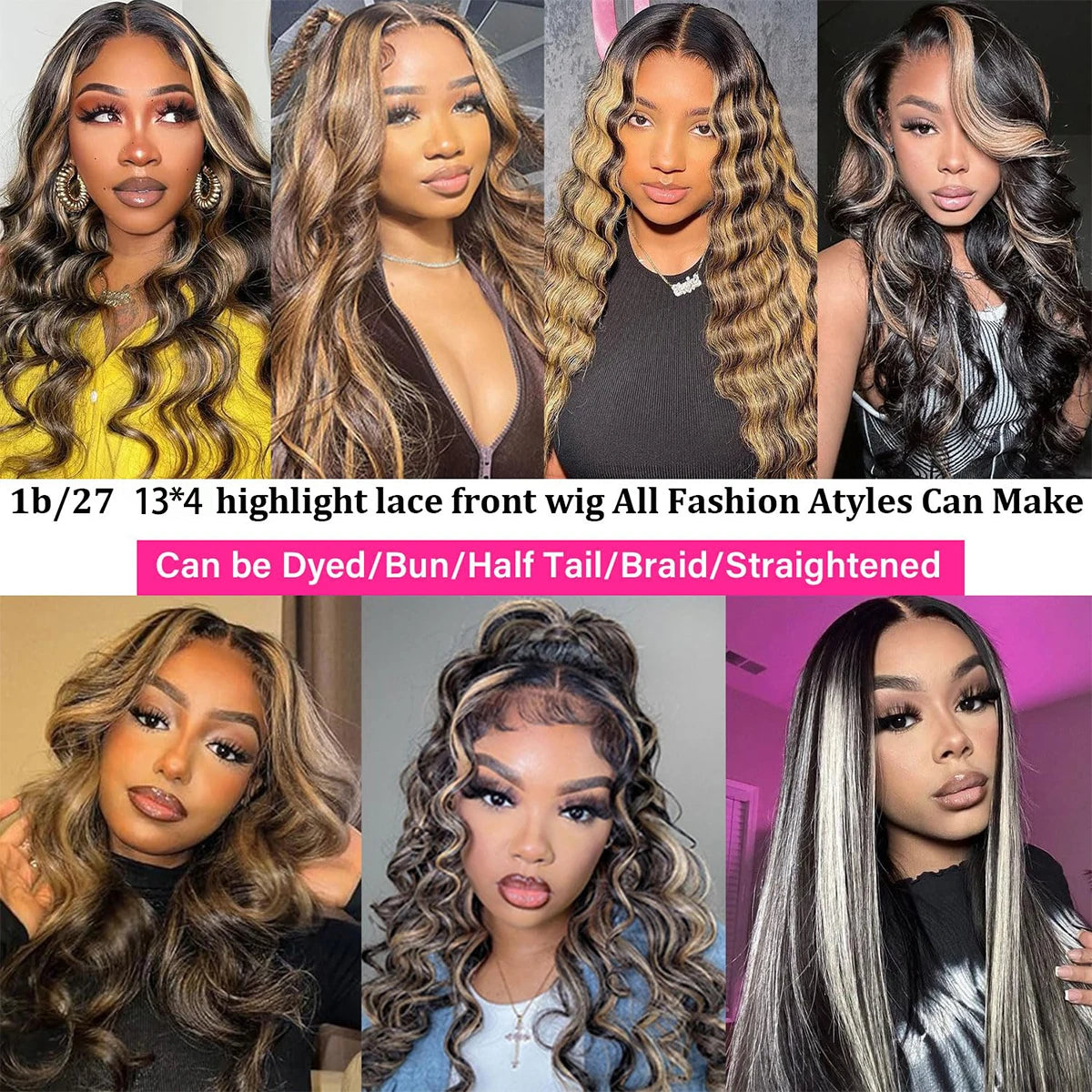 Body Wave Highlight Wig-13x4 Lace from Ombre Blonde Human Hair Wig