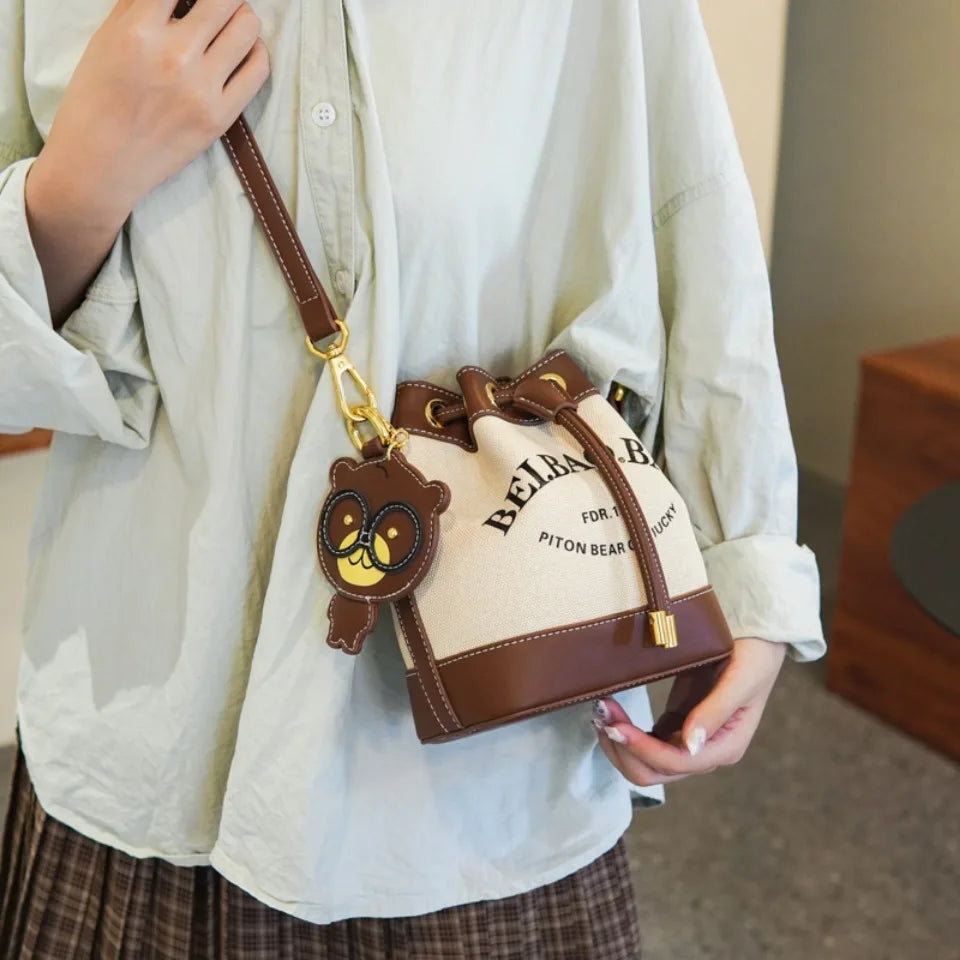 Luxury Drawstring Bucket Bag Large Capacity Women's Crossbody Shoulder Bag