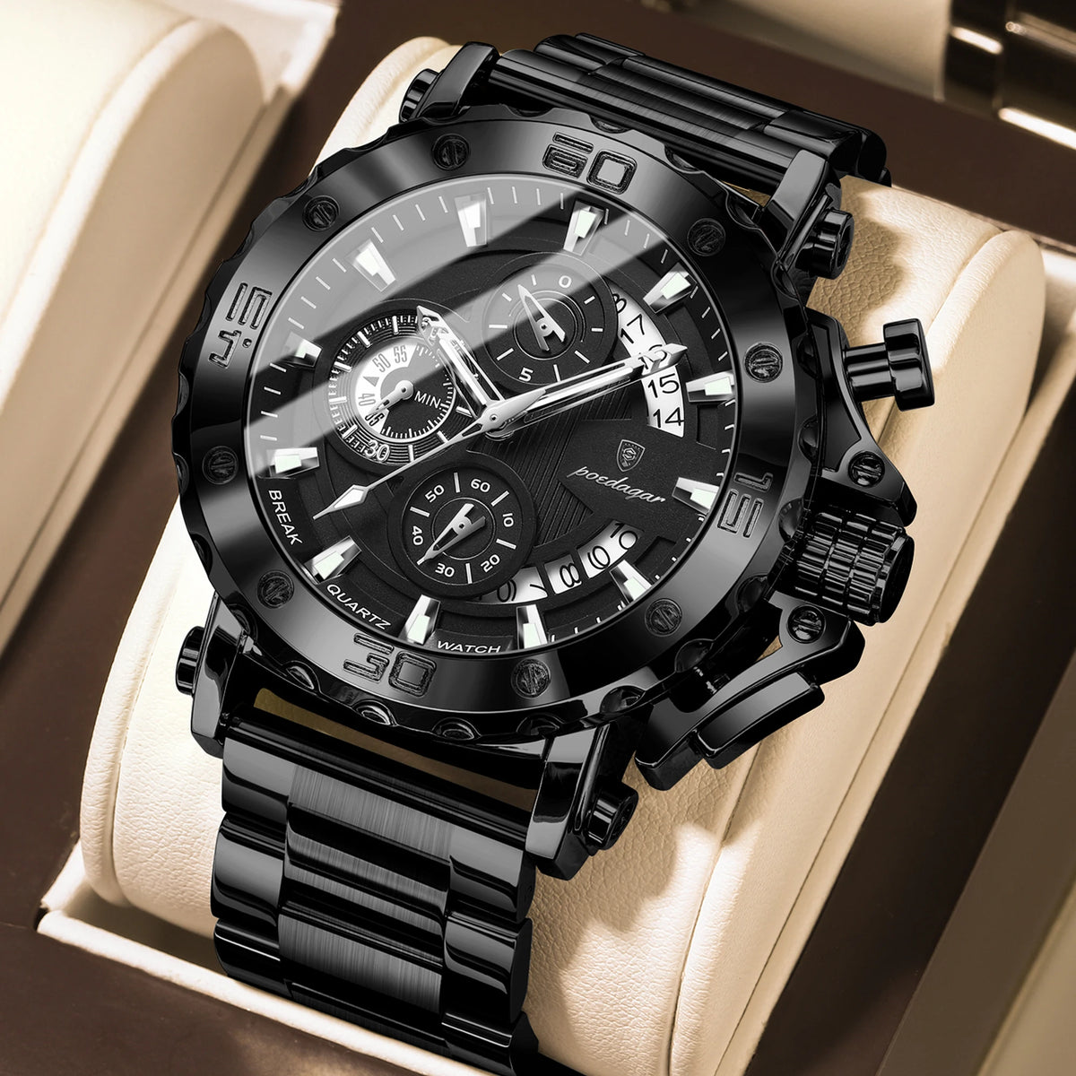 POEDAGAR 892 Men's Stainless Steel Quartz Watch