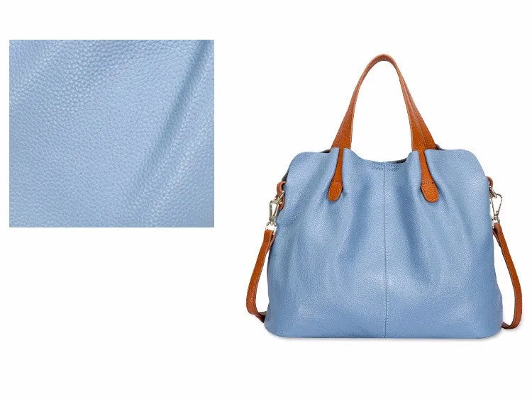 Genuine Leather Crossbody Tote Bag - Women's Shoulder Messenger Handbag