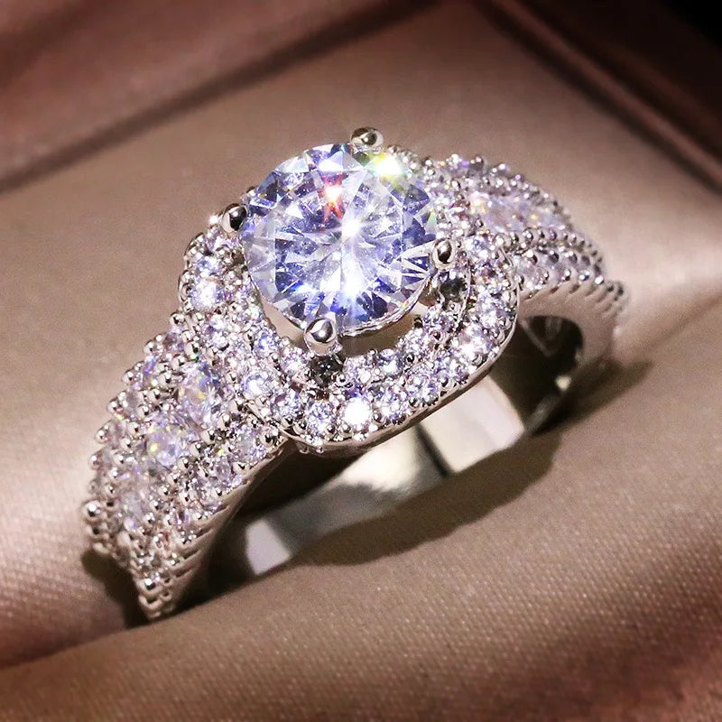925 Sterling Silver Cubic Zirconia Engagement Ring