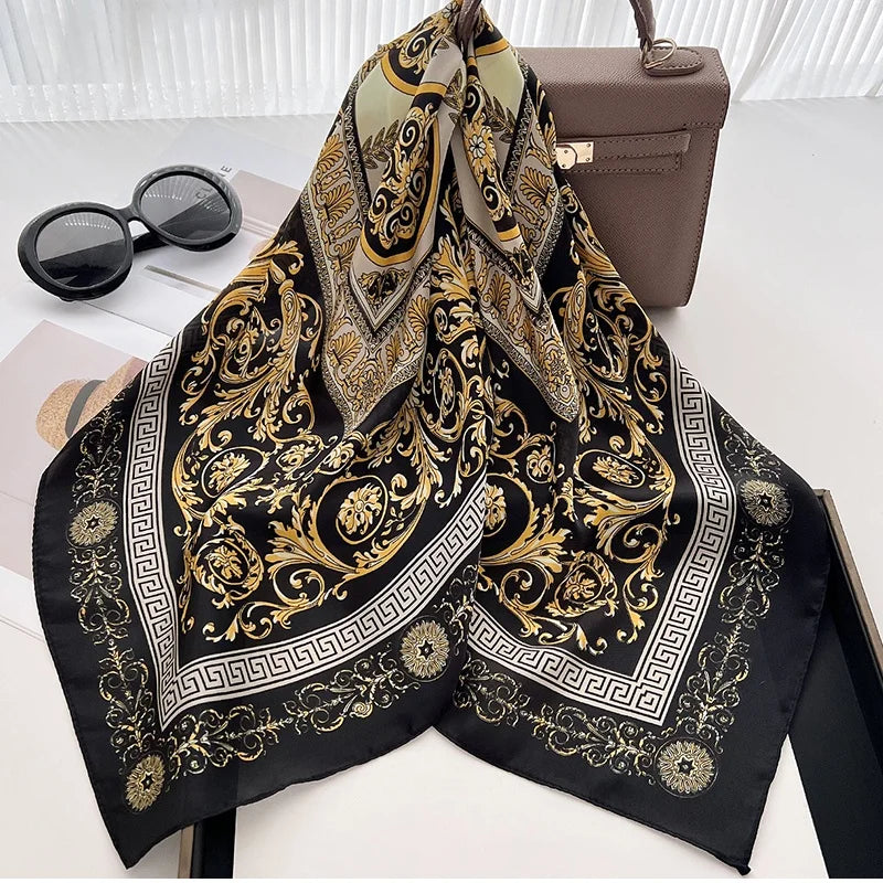 Luxury Silk Feeling Neckerchief for Women Designer Style Neck Wrap & Hair Accessory