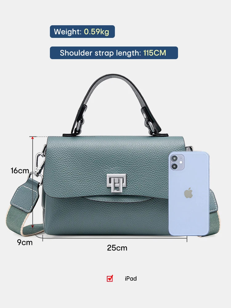 Women's Genuine Leather Top - Handle Envelop Bag - Luxury Crossbody Handbag