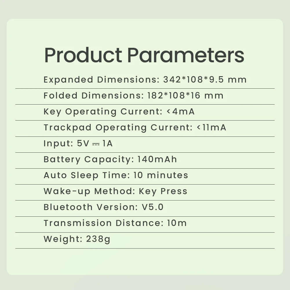 NILLKIN Foldable Bluetooth Keyboard with Touchpad - Rechargeable Wireless for iOS Android Windows
