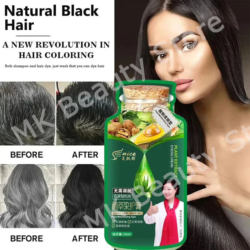 Natural Plant Hair Dye Shampoo - % Minute Gray Hair Color Treament