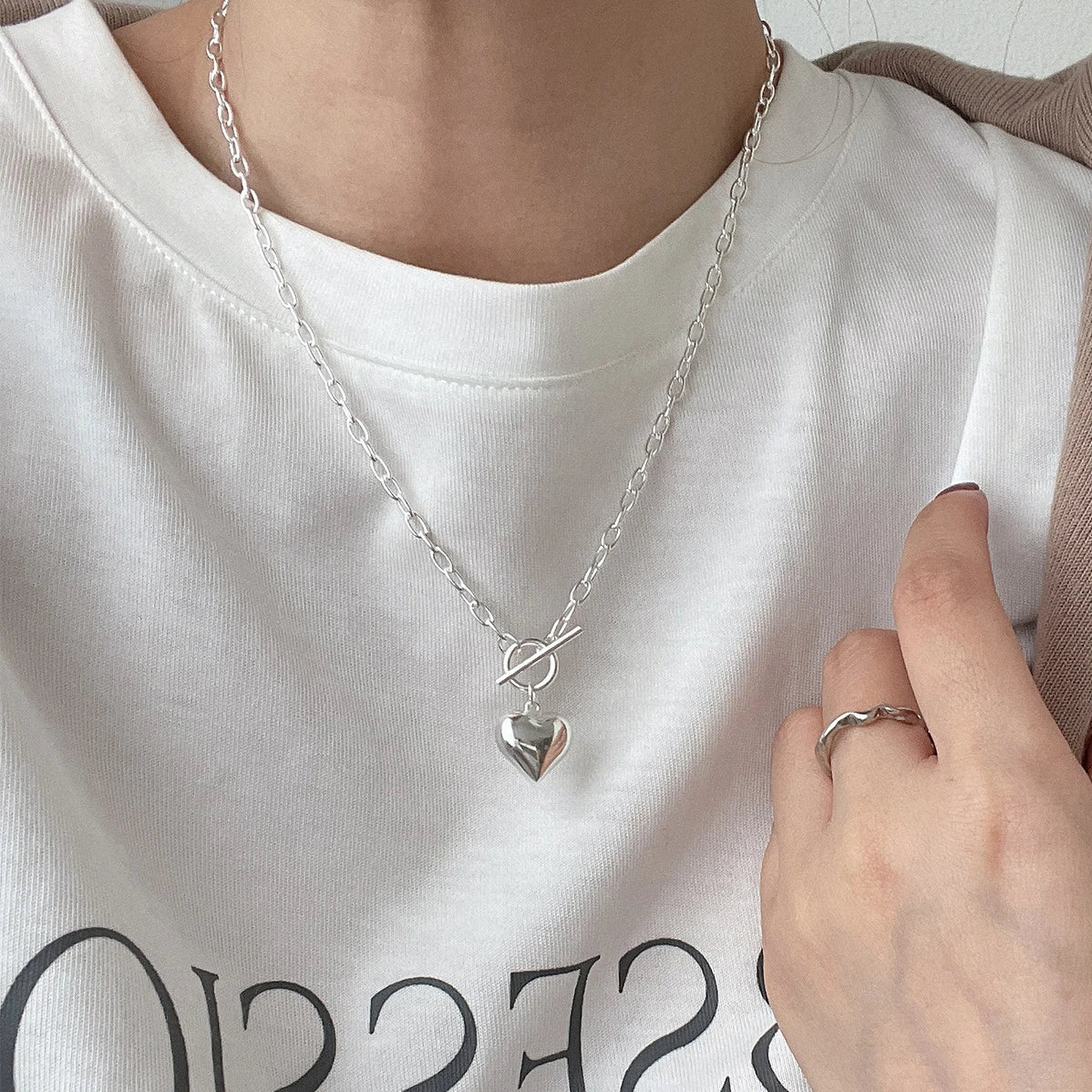 925 Sterling Silver Necklace Heart Pendant Love Adjustable Choker Elegant for Women Girl Jewelry Gift Dropshipping Wholesale