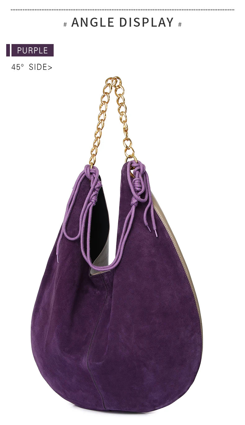 Women's Genuine Leather Chain Bag - Large Capacity Cowhide Shoulder Bag