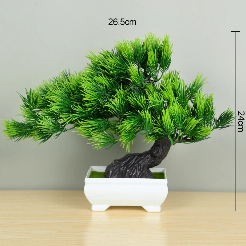 Artificial Bonsai Tree with Flower-Fake Potted Plant for Home Room & Garden Decoration