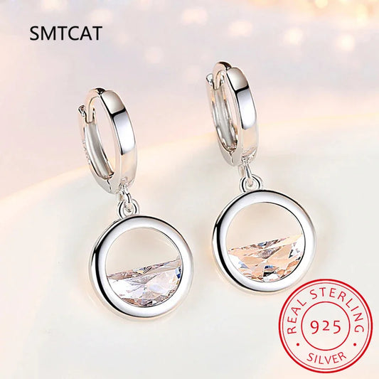 Female Earrings 925 Sterling Silver Semicircular Water Drop Zircon Earring for Women Wedding Jewelry Penitentes