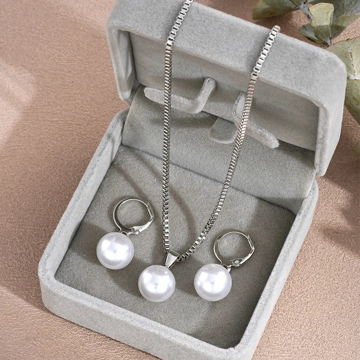 Pearl Pendant Necklace Set for Women - 3 Pcs Rhinestone Earring & Necklace Jewelry Gift Set