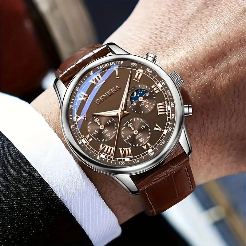 Men's Luxury Geneva Quartz Watch - Fashion Belt Strap, Business & Sport Style