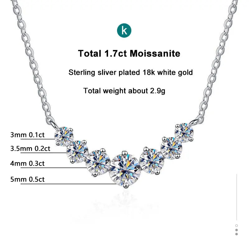 Moissanite Diamond Necklace 925 Sterling Silver 18K white Gold-Plated Wedding Fine Jewelry with Certificate