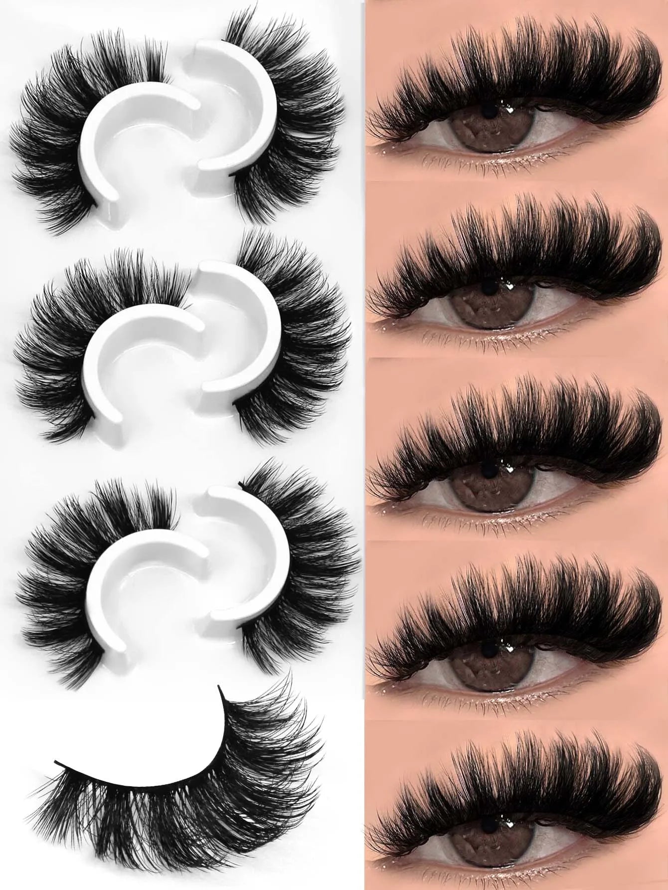Velrinay 3D Mark Lashes soft Natural False Eyelashes Faux Mink Eyelash Extension