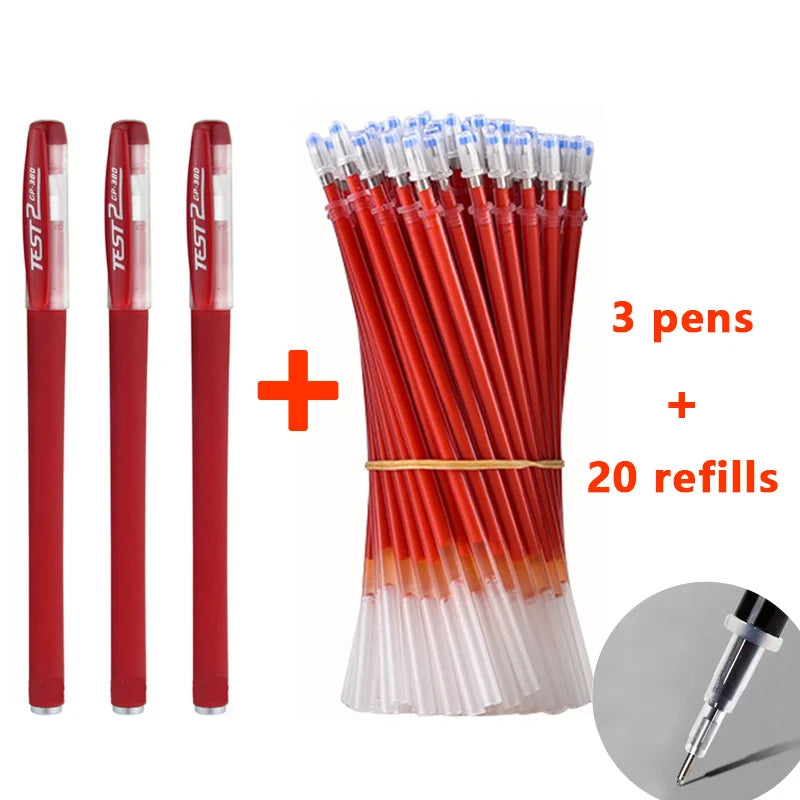 Glen Pens Set - Black Blue Red Refill Bullet Tip 0.5mm Smooth Writing Pens