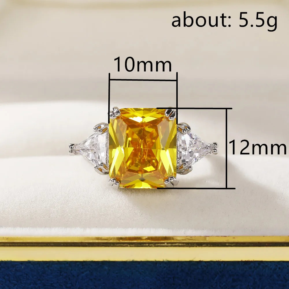 Geometric Yellow Cubic Zirconia Gold Ring