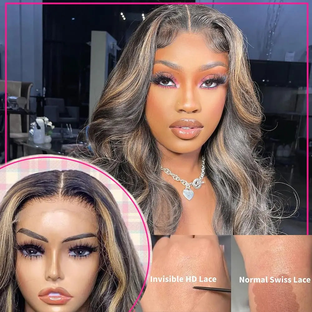 Body Wave Highlight Wig-13x4 Lace from Ombre Blonde Human Hair Wig