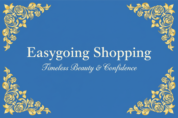 Easygoing Shopping Logo - Medium Blue with Large Flowers